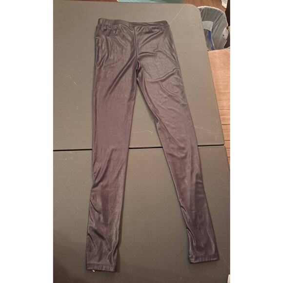 Miley Cyrus & Max Azria Black Shiny Wet Look Leggings With Ankle Zipper Small - Picture 4 of 7